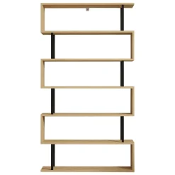 Librerie > Dmora Libreria Marrone Rovere Nero 5 Ripiani Installazione Libera 90x34x180h cm, Sfumatura Colore Struttura Rovere - Mongiana Nero, Marrone Rovere