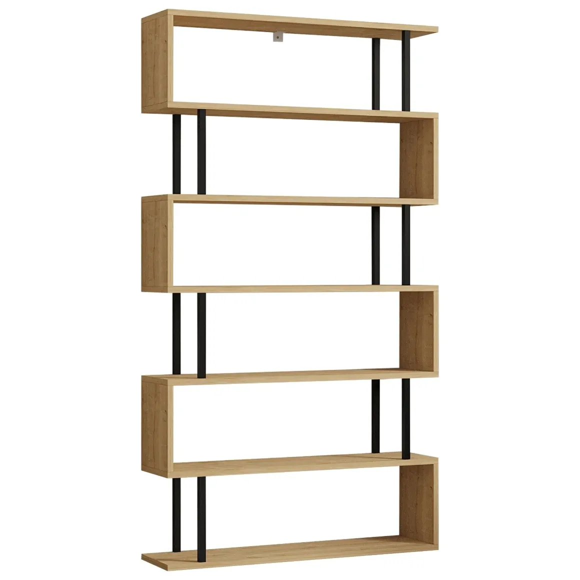 Librerie > Dmora Libreria Marrone Rovere Nero 5 Ripiani Installazione Libera 90x34x180h cm, Sfumatura Colore Struttura Rovere - Mongiana Nero, Marrone Rovere