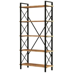 Librerie > Dmora Libreria Marrone Rovere Nero 5 Ripiani Installazione Libera 90x34x180h cm, Sfumatura Colore Struttura Rovere - Mongiana Nero, Marrone Rovere