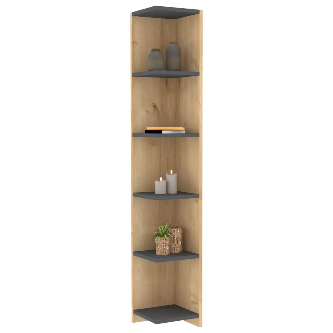 Librerie > Dmora Libreria Marrone Rovere Nero Antracite 8 Ripiani Installazione Libera 90x25x172h cm, Sfumatura Colore Struttura Rovere - Cergnago Nero Antracite, Marrone Rovere