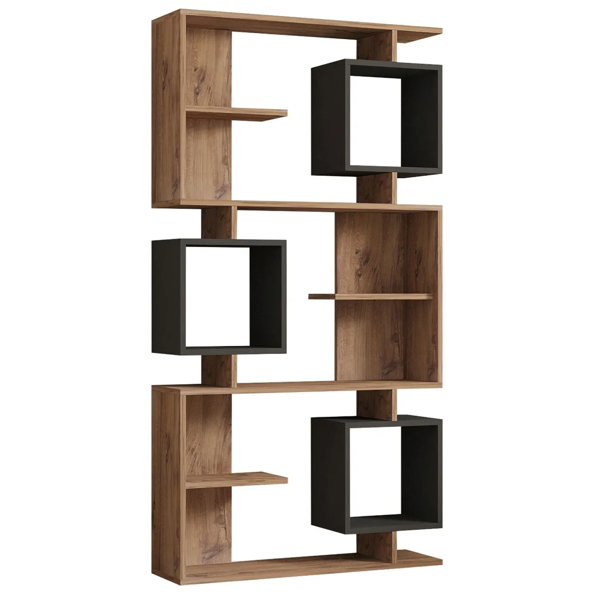 Librerie > Dmora Libreria Marrone Rovere Nero Antracite 8 Ripiani Installazione Libera 90x25x172h cm, Sfumatura Colore Struttura Rovere - Cergnago Nero Antracite, Marrone Rovere