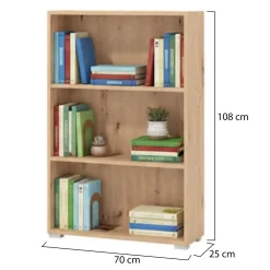 Libreria Marrone Rovere Nodi 2 Ripiani Installazione a Terra 70x24.5x107.5h cm, Sfumatura Colore Struttura Rovere Nodi - Moiano