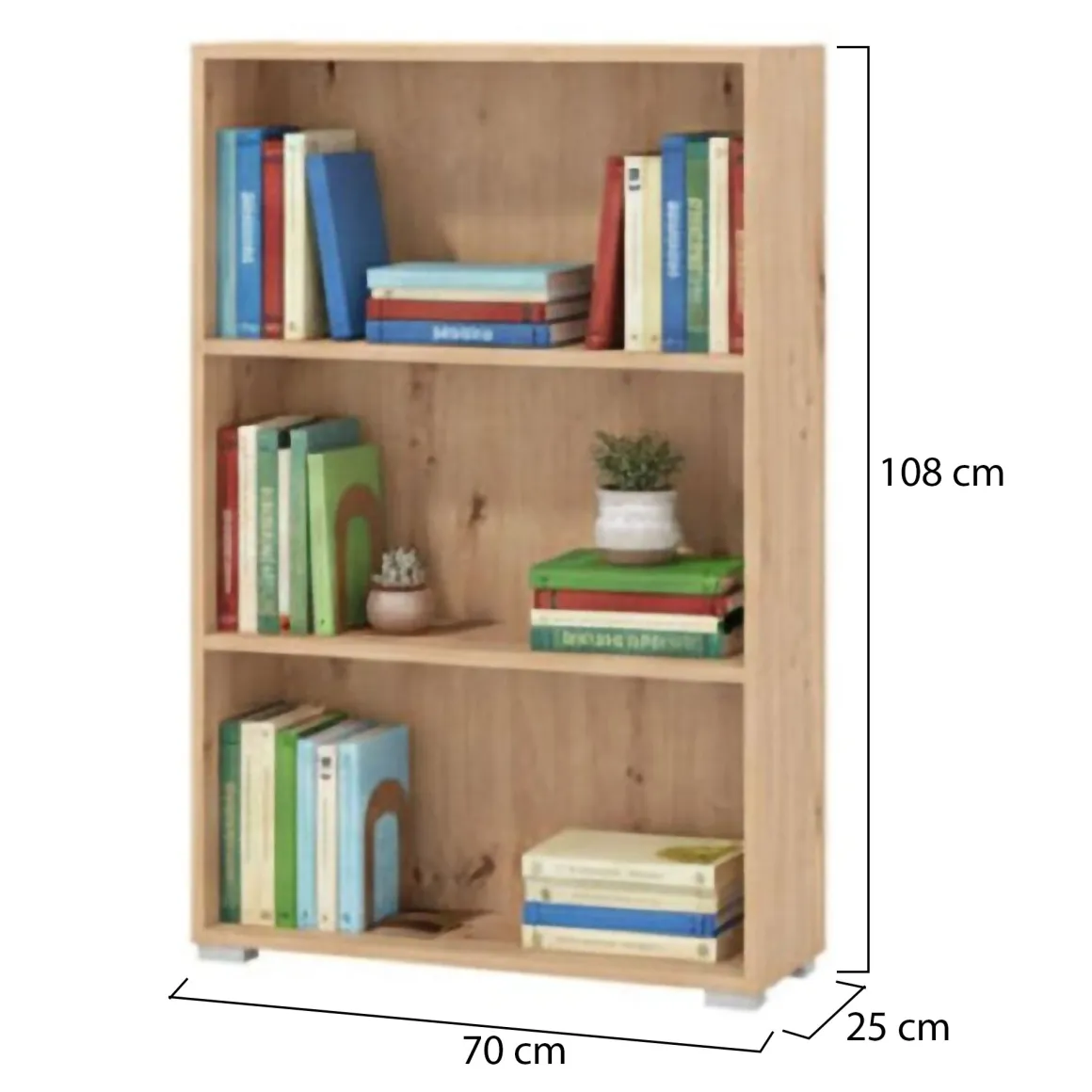 Libreria Marrone Rovere Nodi 2 Ripiani Installazione a Terra 70x24.5x107.5h cm, Sfumatura Colore Struttura Rovere Nodi - Moiano