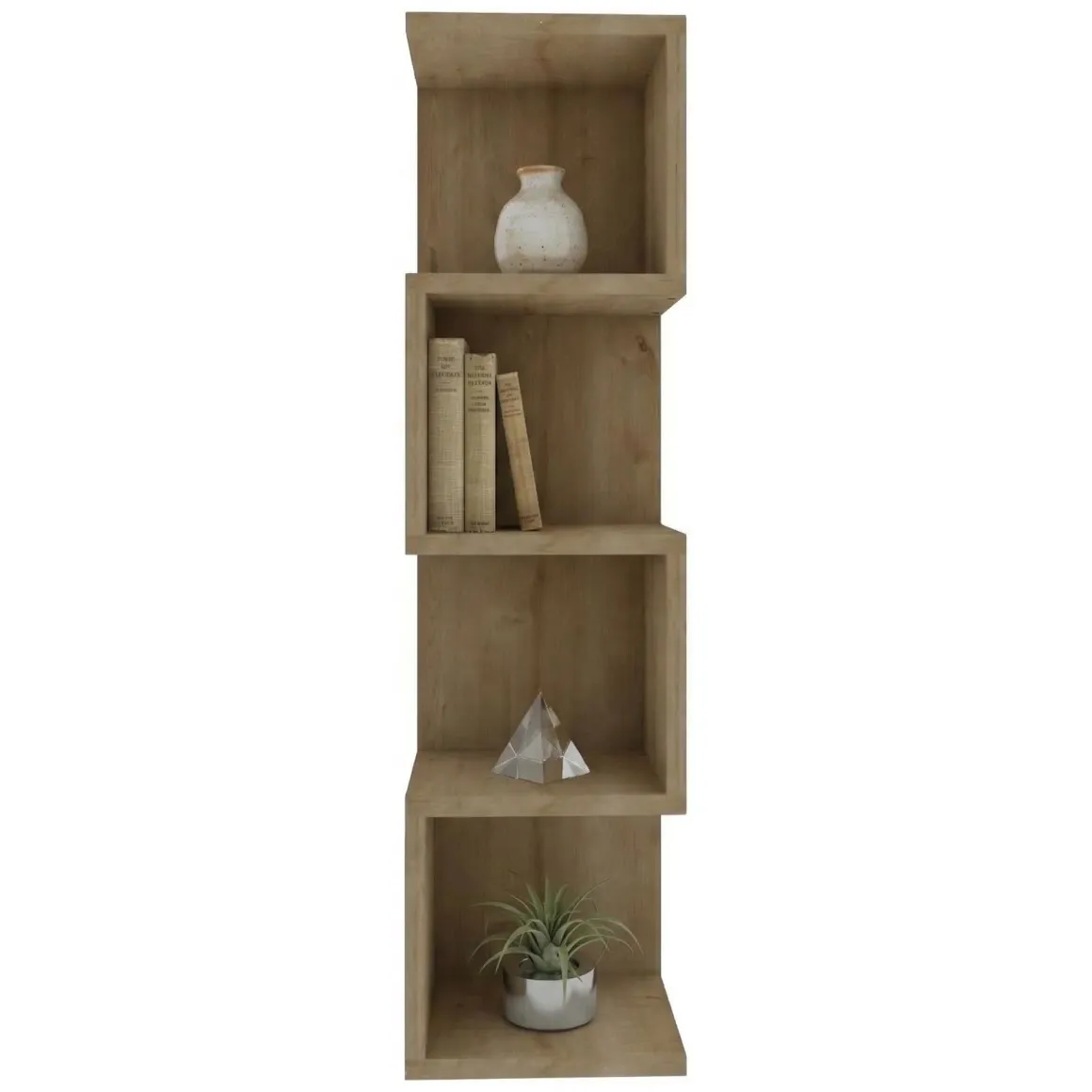 Libreria Marrone Rovere 3 Ripiani Installazione Libera 27x25x95h cm, Struttura Verticale - Cissone