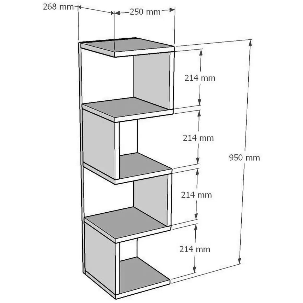 Libreria Marrone Rovere 3 Ripiani Installazione Libera 27x25x95h cm, Struttura Verticale - Cissone