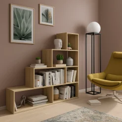 Libreria Marrone Rovere 3 Ripiani Installazione a Terra 145x28x143h cm, Sfumatura Colore Struttura Rovere - Serole