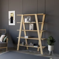 Libreria Marrone Rovere 4 Ripiani Installazione Libera 120x25x150h cm, Struttura Verticale - Sanarica