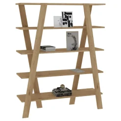Libreria Marrone Rovere 4 Ripiani Installazione Libera 120x25x150h cm, Struttura Verticale - Sanarica