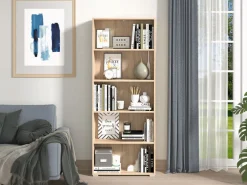 Libreria Marrone Rovere 4 Ripiani Installazione a Terra 70x24.5x176.5h cm, Sfumatura Colore Struttura Rovere - Urgnano