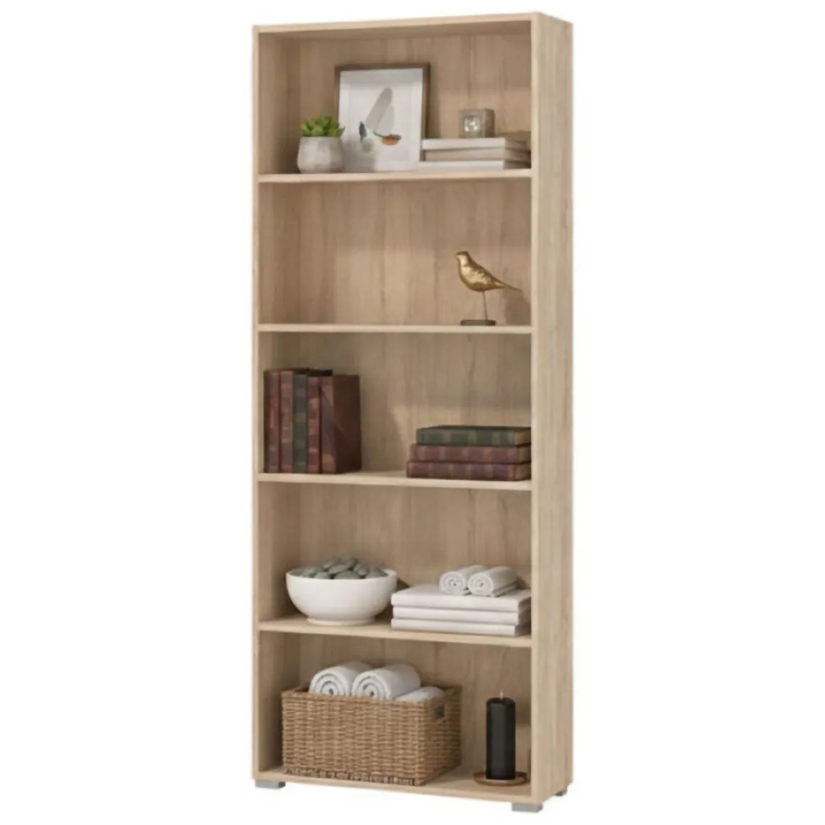 Libreria Marrone Rovere 4 Ripiani Installazione a Terra 70x24.5x176.5h cm, Sfumatura Colore Struttura Rovere - Urgnano