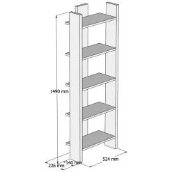 Librerie > Dmora Libreria 5 Ripiani Installazione Libera 64x30x180h cm, Struttura Verticale - Mantello Marrone Rovere
