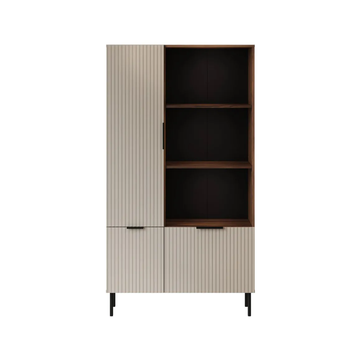 Libreria Mazze, 165x42 h90 cm, Noce e Beige