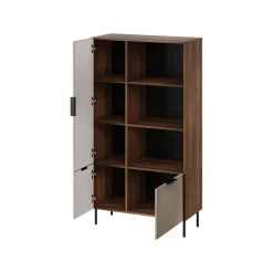 Libreria Mazze, 165x42 h90 cm, Noce e Beige