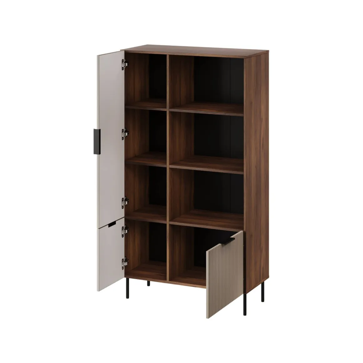 Libreria Mazze, 165x42 h90 cm, Noce e Beige