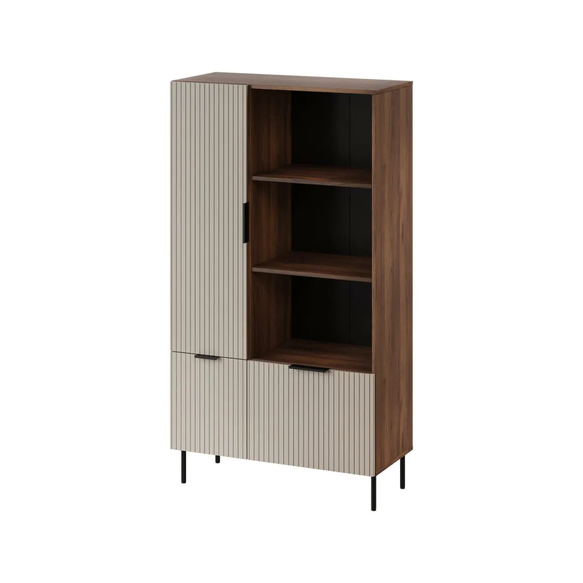 Libreria Mazze, 165x42 h90 cm, Noce e Beige