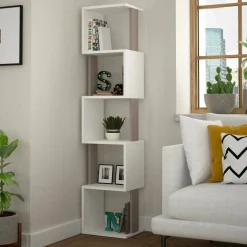 Librerie|Ufficio > Dmora Libreria moderna bianca e tortora 35x161h cm - Nada Grigio, Bianco Tortora