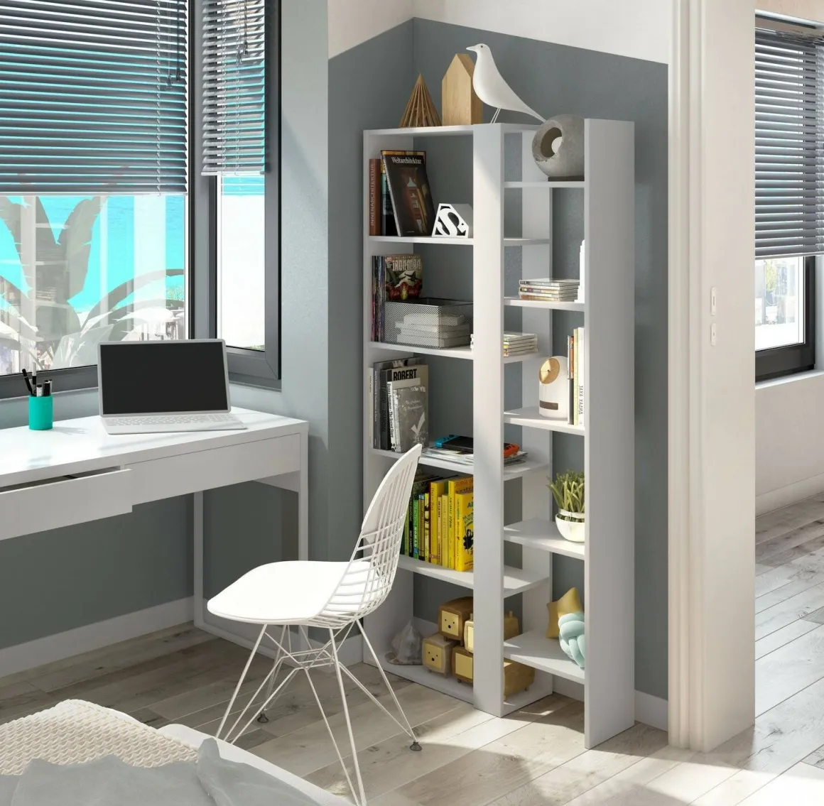 Libreria moderna bianca lucida 78x162h cm - Ersilia