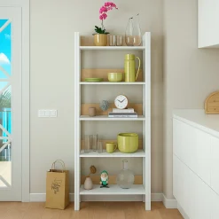 Libreria moderna bianca lucida e rovere 57x170h cm - Haruki