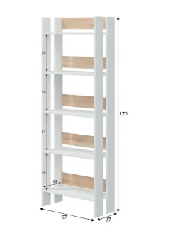 Libreria moderna bianca lucida e rovere 57x170h cm - Haruki