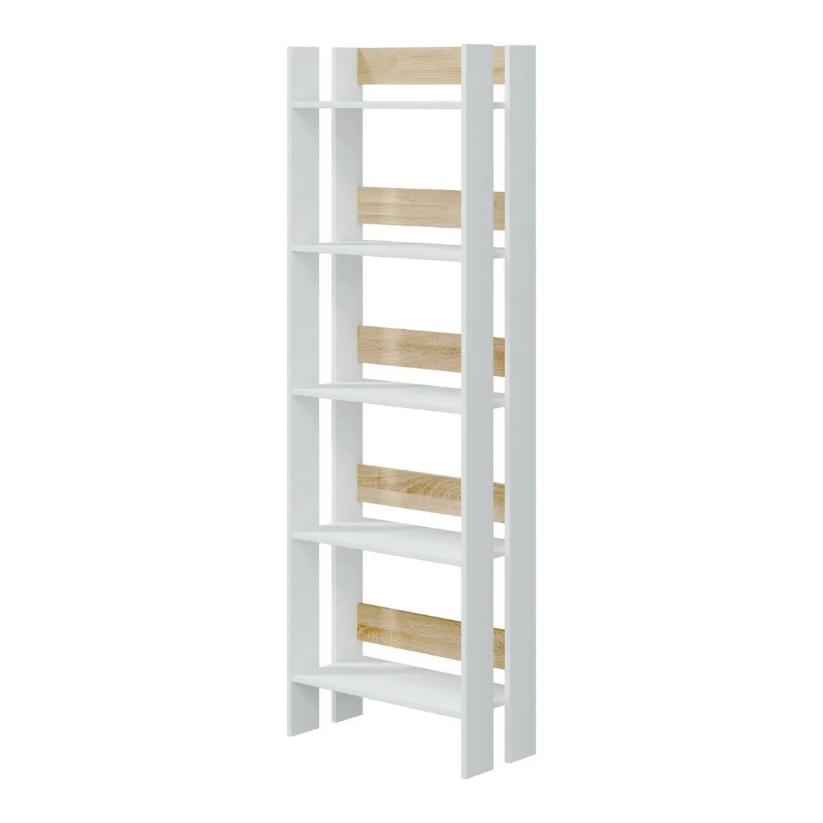 Libreria moderna bianca lucida e rovere 57x170h cm - Haruki