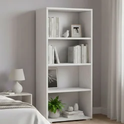 Ufficio|Salotto > Dmora Libreria moderna bianca 70x140h cm - Donatella Bianco