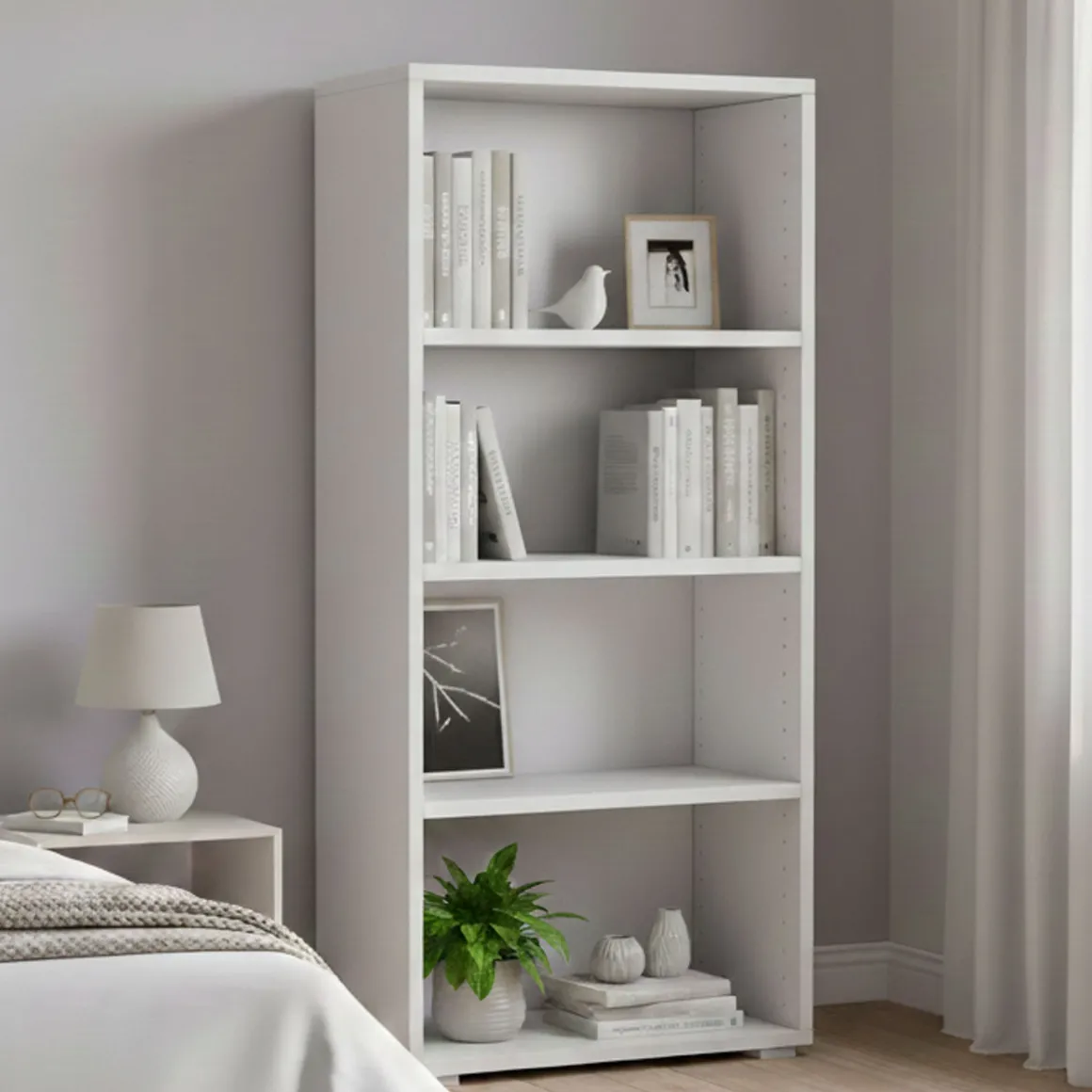 Ufficio|Salotto > Dmora Libreria moderna bianca 70x140h cm - Donatella Bianco