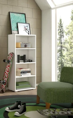 Ufficio|Salotto > Dmora Libreria moderna bianca 70x140h cm - Donatella Bianco