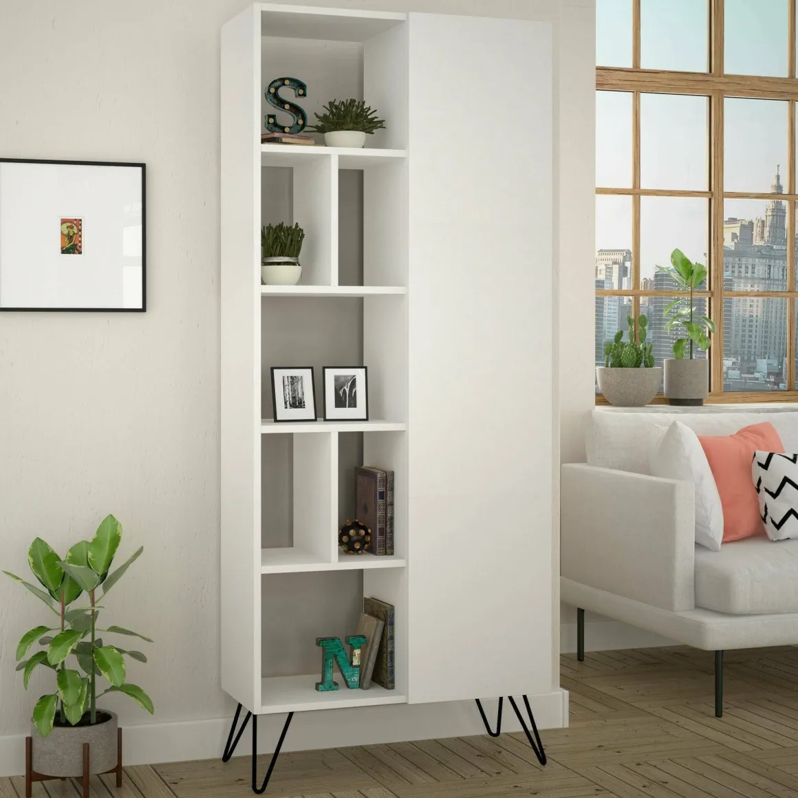 Librerie > Dmora Libreria moderna bianca 79x203h cm - Michel Bianco