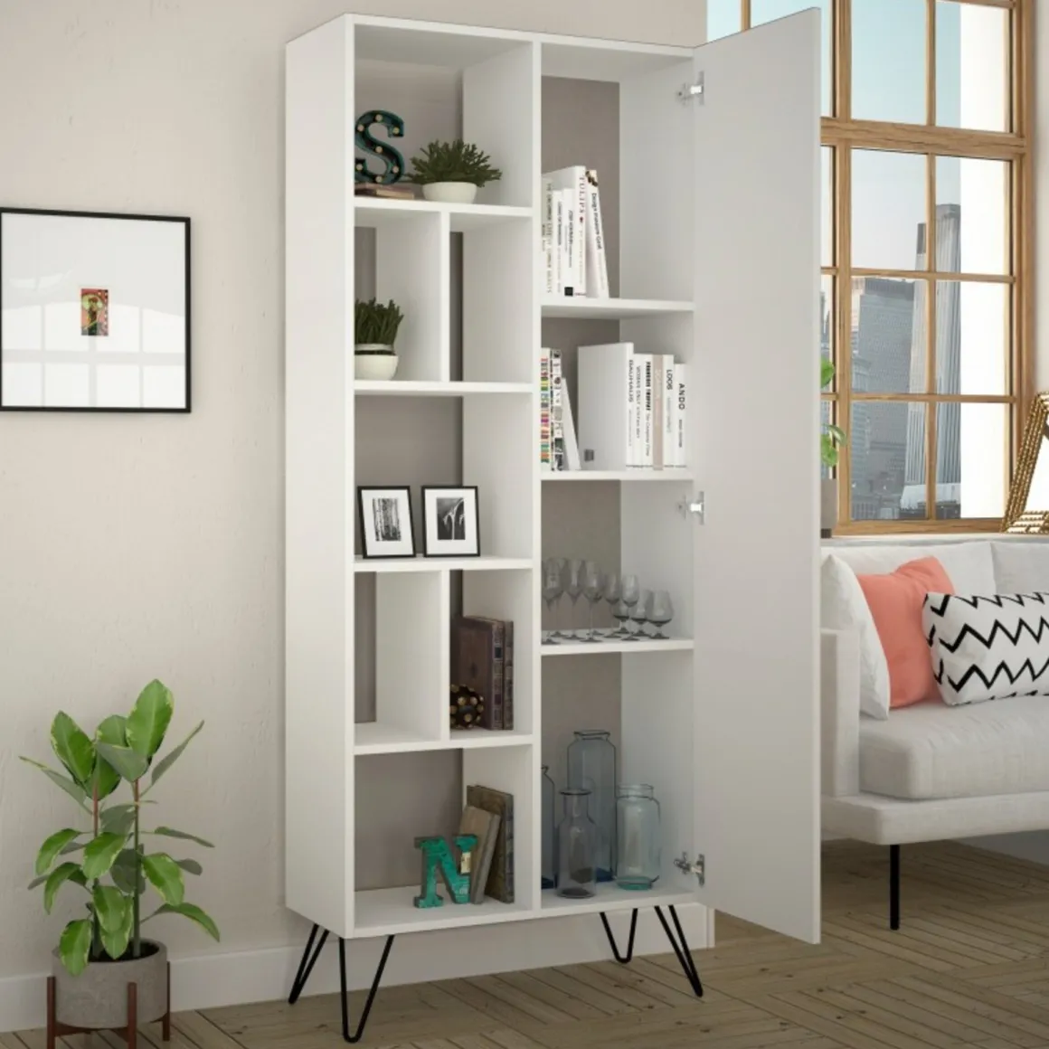 Librerie > Dmora Libreria moderna bianca 79x203h cm - Michel Bianco