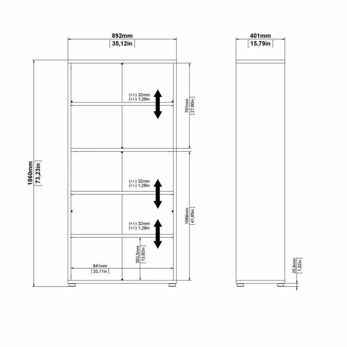Libreria moderna bianca 89x186h cm - Apice