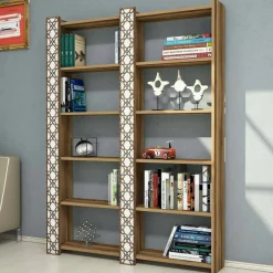 Libreria moderna noce e bianca 124x170h cm - Vele