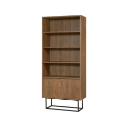 Ufficio|Salotto > Dmora Libreria moderna noce e nera 80x182h cm - Morgana Nero, Marrone Noce