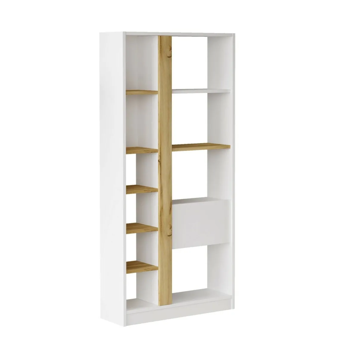 Librerie > Dmora Libreria moderna quercia e bianca 75x160h cm - Bedulita Bianco, Marrone Quercia