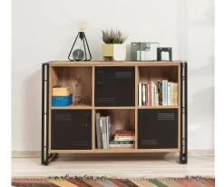 Librerie|Ufficio > Dmora Libreria moderna quercia e nera 126x89h cm - Ercolina Nero, Marrone Quercia