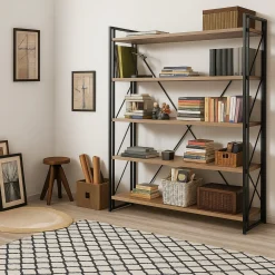 Libreria moderna quercia e nera 130x180h cm - Demetria