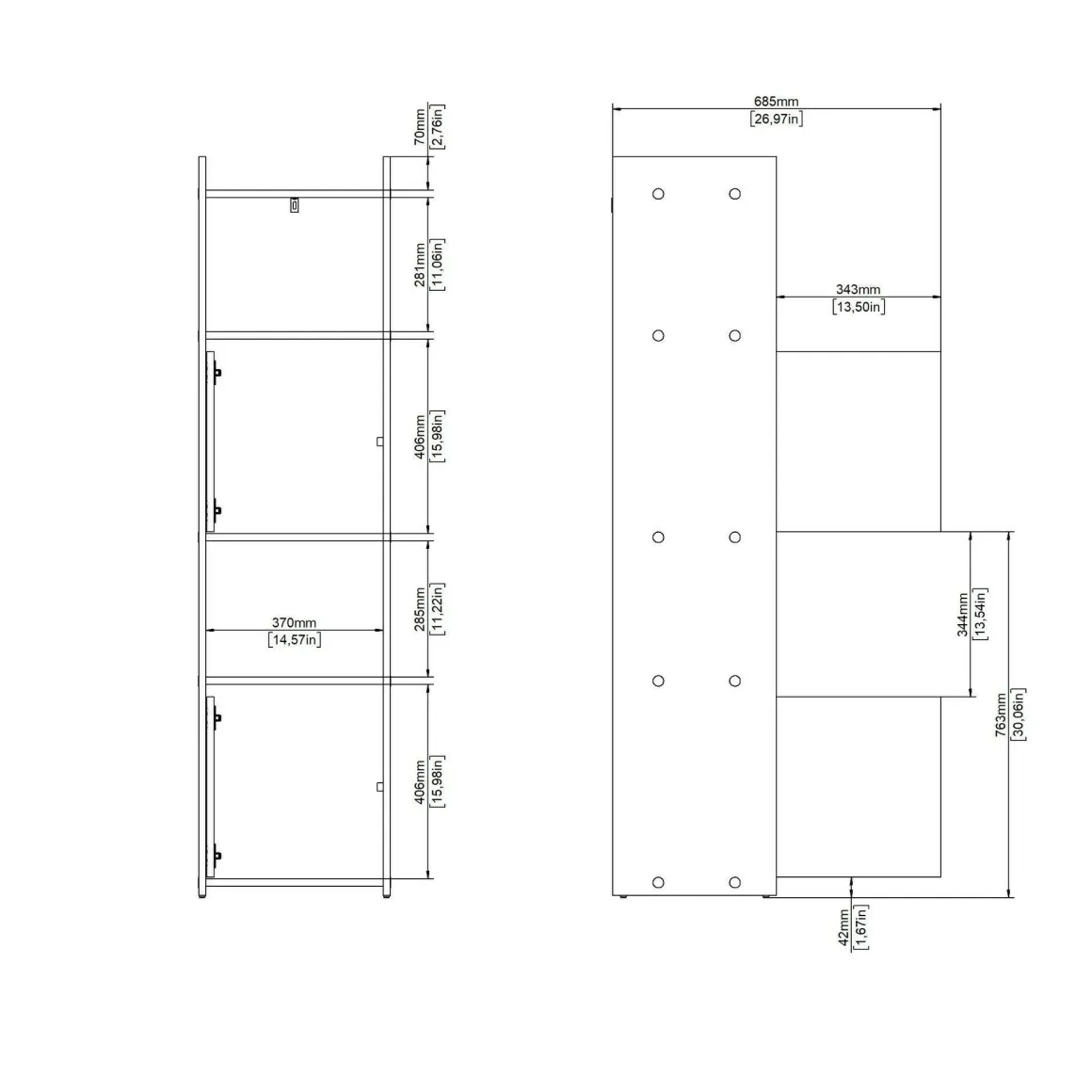 Libreria moderna rovere 40x154h cm - Julien