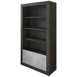 Librerie > Dmora Libreria Nero Antracite Grigio Cemento 3 Ripiani 2 Ante 105x42x191h cm, Installazione a Terra - Spinoso Grigio Cemento, Nero Antracite