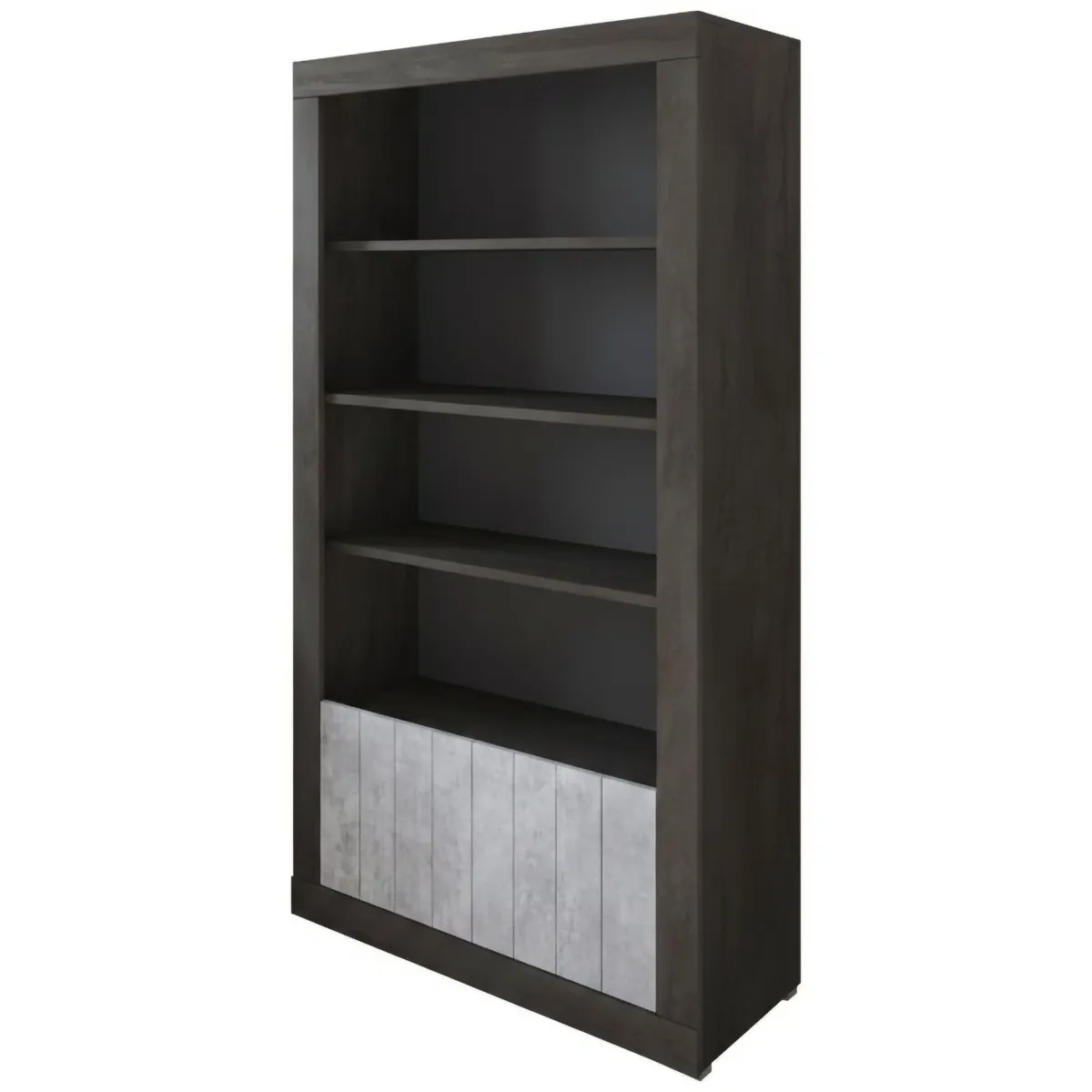 Librerie > Dmora Libreria Nero Antracite Grigio Cemento 3 Ripiani 2 Ante 105x42x191h cm, Installazione a Terra - Spinoso Grigio Cemento, Nero Antracite