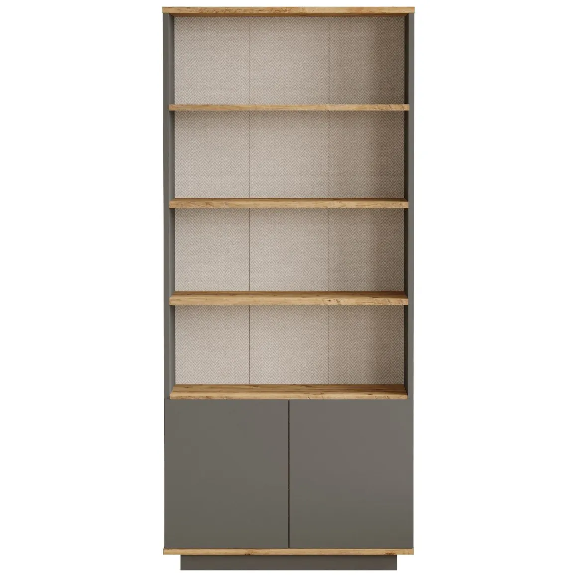 Libreria Nero Antracite Marrone Rovere 3 Ripiani 2 Ante 75x27x168h cm, Installazione Libera - Dego