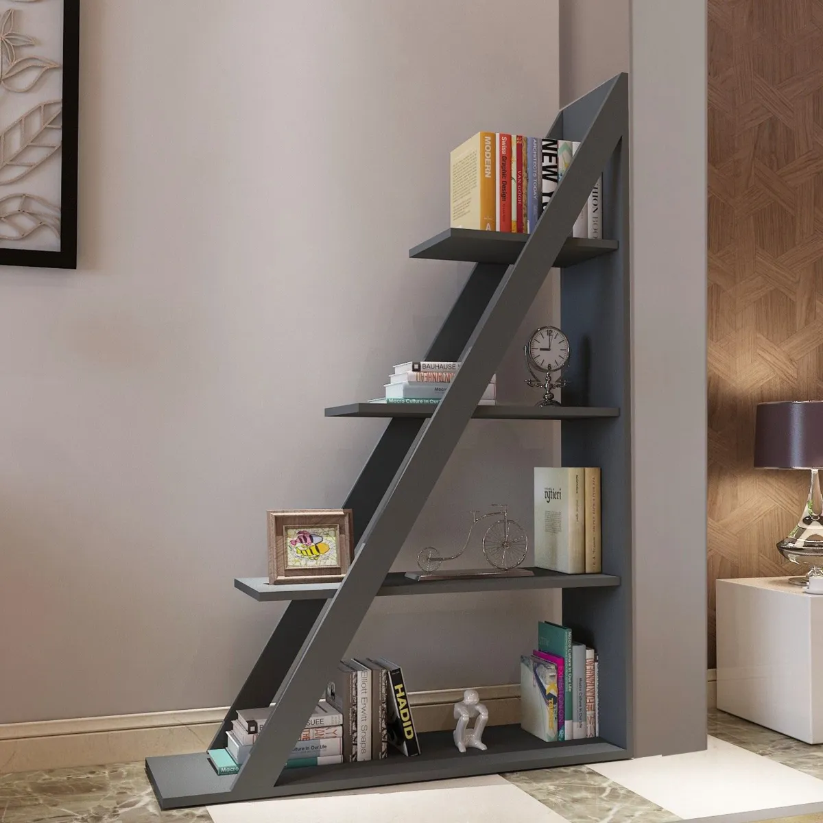 Librerie > Dmora Libreria 3 Ripiani Installazione Libera 100x30x150h cm, Struttura Verticale - Camaiore Nero Antracite