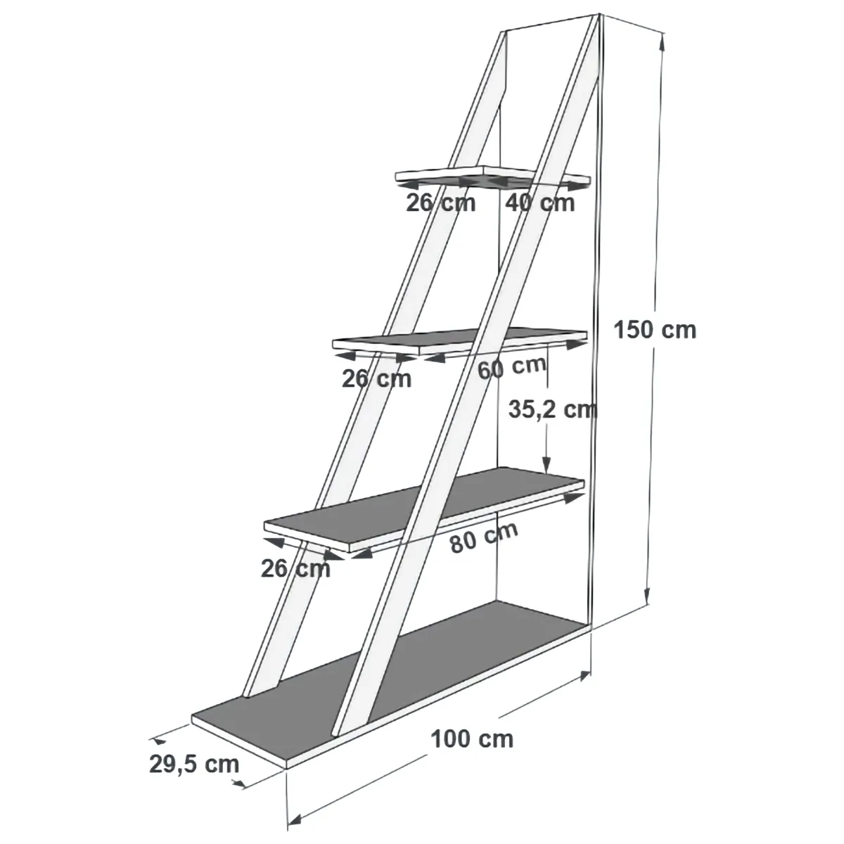 Librerie > Dmora Libreria 3 Ripiani Installazione Libera 100x30x150h cm, Struttura Verticale - Camaiore Nero Antracite