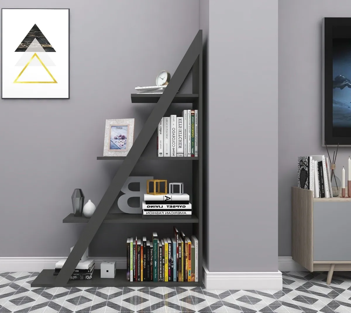 Librerie > Dmora Libreria 3 Ripiani Installazione Libera 100x30x150h cm, Struttura Verticale - Camaiore Nero Antracite