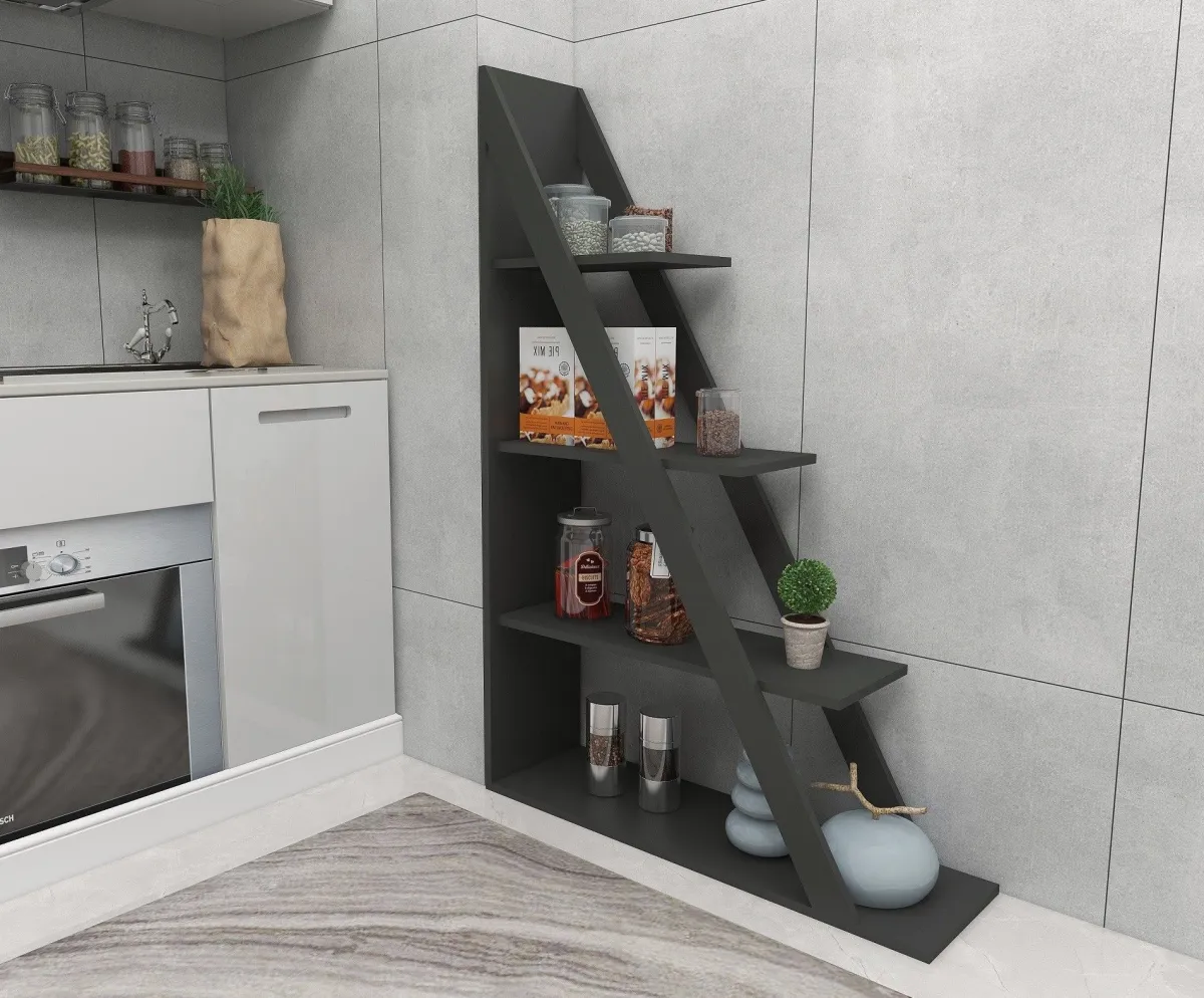 Librerie > Dmora Libreria 3 Ripiani Installazione Libera 100x30x150h cm, Struttura Verticale - Camaiore Nero Antracite