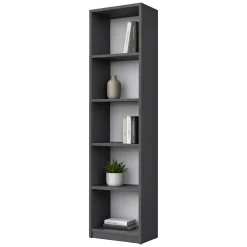 Libreria Nero Antracite 4 Ripiani Installazione Libera 40x25x162h cm, Struttura Verticale - Clitunno