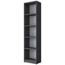 Libreria Nero Antracite 4 Ripiani Installazione Libera 40x25x162h cm, Struttura Verticale - Clitunno
