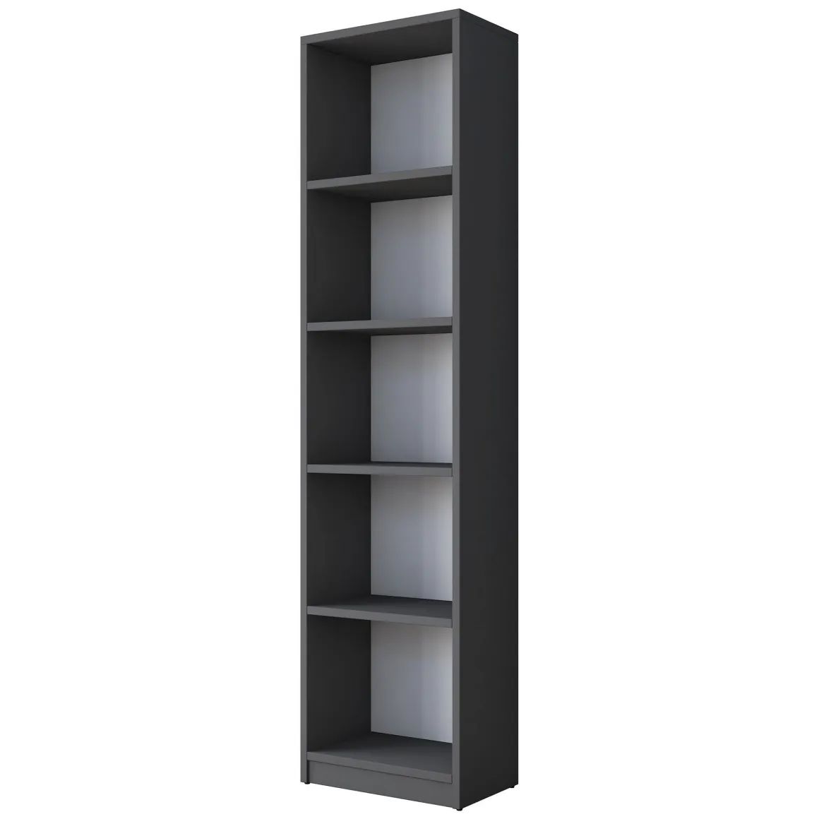 Libreria Nero Antracite 4 Ripiani Installazione Libera 40x25x162h cm, Struttura Verticale - Clitunno