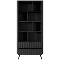 Libreria Nero 2 Cassetti 4 Ripiani 88x38x194h cm, con Piedini - Kabavasi