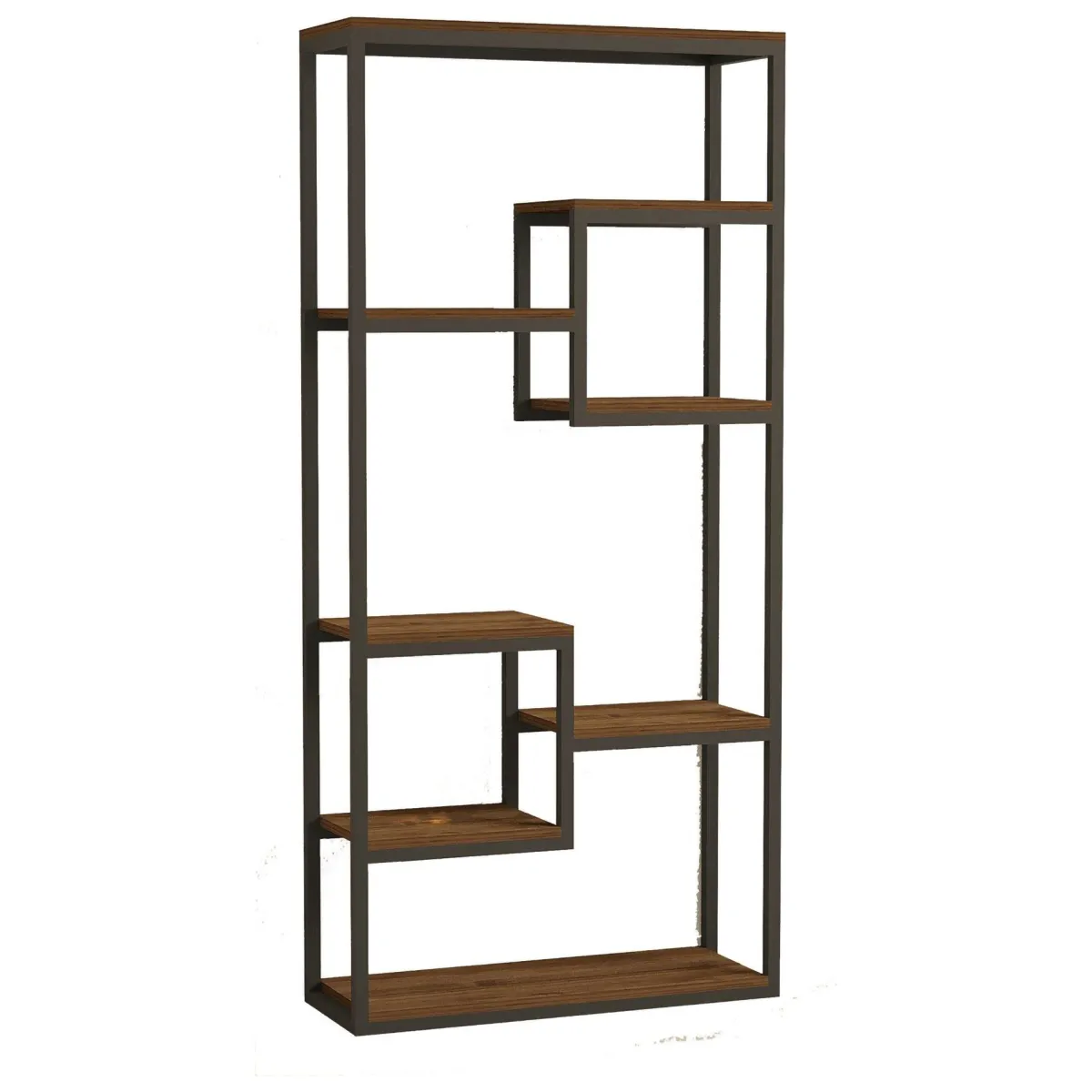 Librerie > Dmora Libreria Nero Marrone Noce 6 Ripiani Installazione Libera 85x29x182h cm, Utilizzabile Come Divisorio Locale - Rofrano Marrone, Nero Noce
