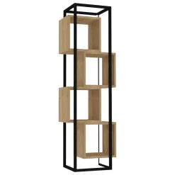 Libreria Nero Marrone Rovere 4 Ripiani Installazione Libera 44x29x140h cm, Sfumatura Colore Struttura Rovere - Navel