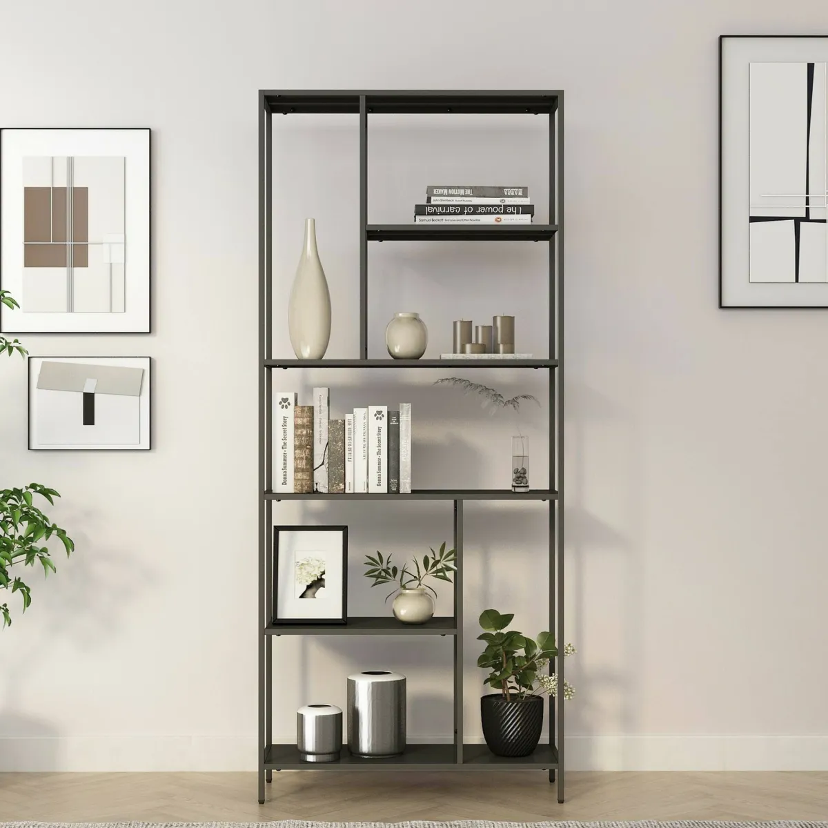 Librerie > Dmora Libreria rialzata da terra ardesia 80x188h cm - Cenadi Grigio Ardesia